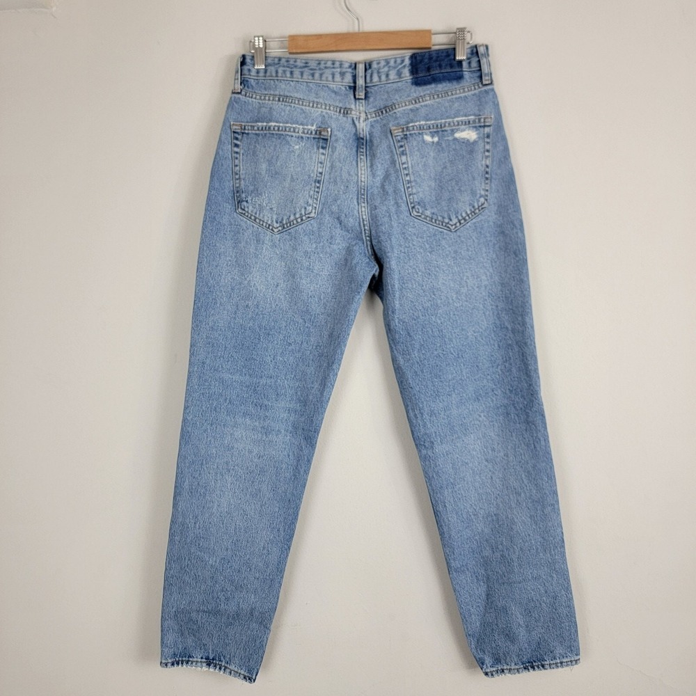 Zara Jeans Womens 32 Blue Denim Button Fly Light Wash Distressed Pockets Hi Rise - Picture 2 of 12